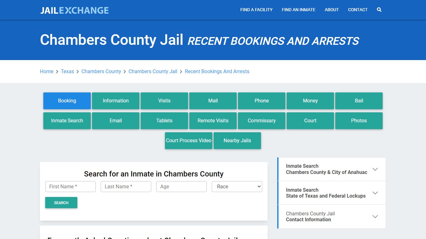 Chambers County Jail TX Recent Arrests and Bookings