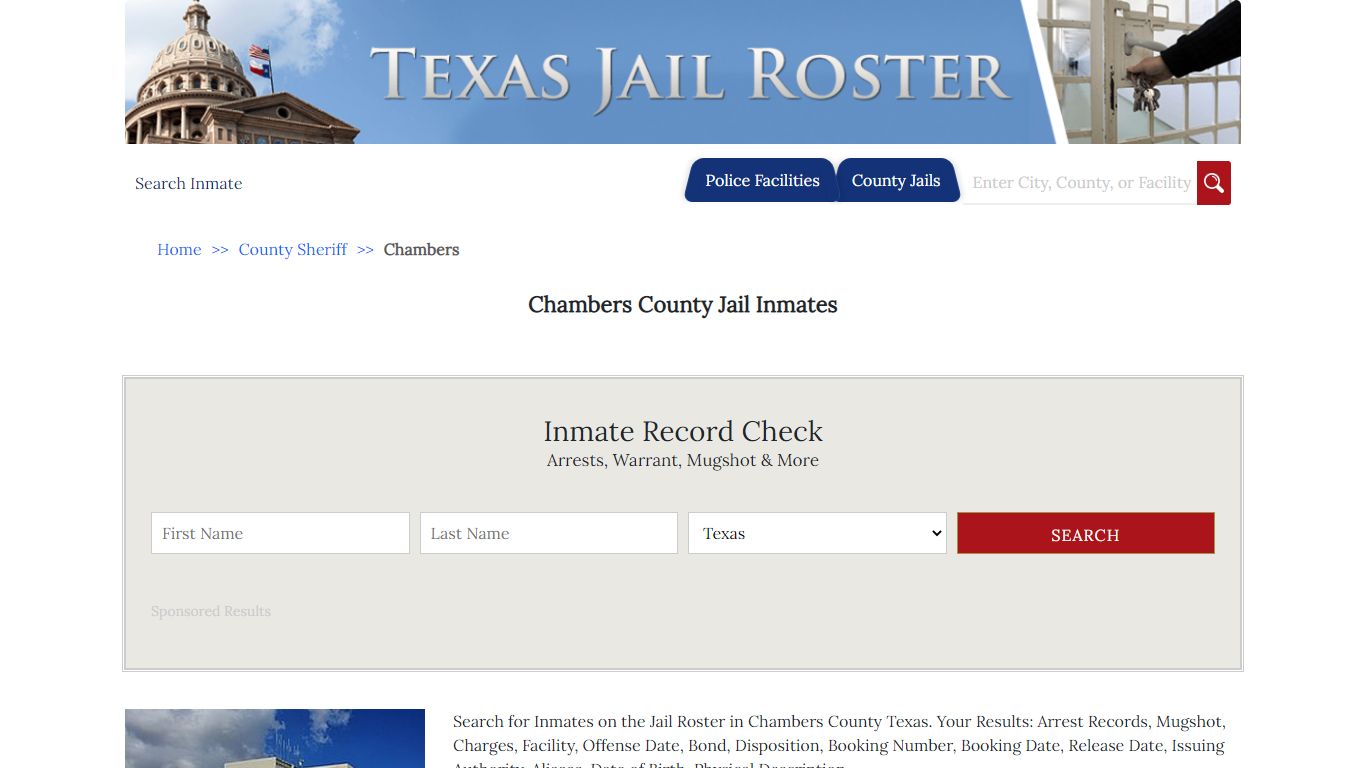 Chambers County Jail Inmates - Jail Roster Search